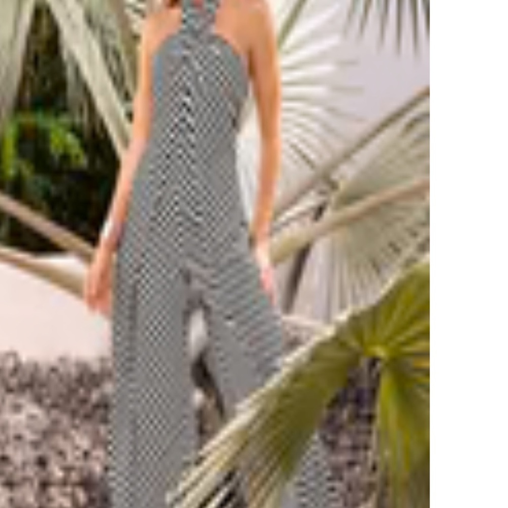 Boston Proper Black & White Stripe Halter Wide-Leg Jumpsuit - Picture 5 of 5